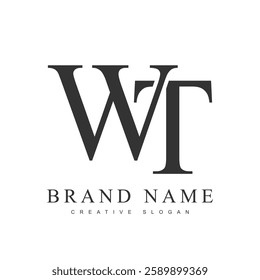 WT trendy logotype template. Initial letter w and t classic font style. Creative logo for company name or identity. Vector illustration.