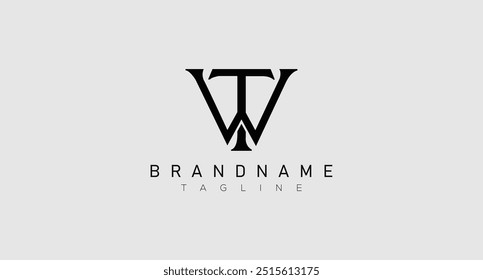 WT, TW Letras abstratas Monograma de logotipo