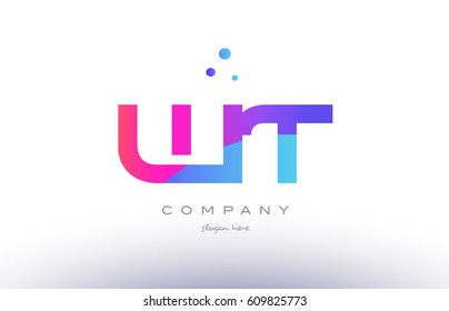 wt w t  creative pink purple blue modern dots creative alphabet gradient company letter logo design vector icon template