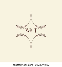 WT wedding initial logo letters in high quality professional design that will print well across any print media