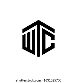 WTC Letter Logo Design polygon Monogram Icon Vector Template