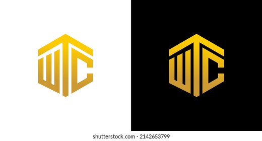 WTC Letter Logo Design polygon Monogram Icon Vector Template
