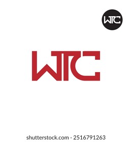 Iniciais do design da monografia da letra do logotipo WTC