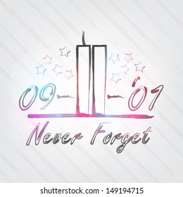 WTC Typography - background in retro style with towers and label. (EPS10 Vector)