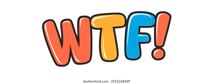 Anuncio creativo de WTF, Ilustración vectorial plana minimalista, fondo blanco liso