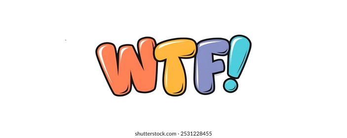 Anuncio creativo de WTF, Ilustración vectorial plana minimalista, fondo blanco liso