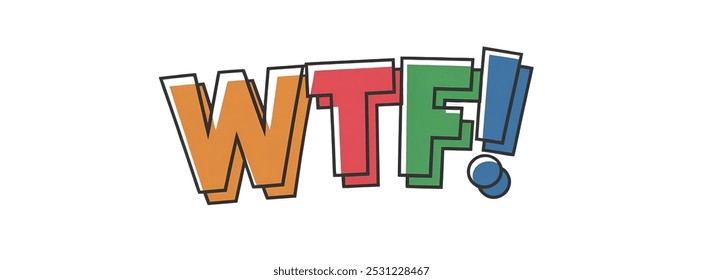 Anuncio creativo de WTF, Ilustración vectorial plana minimalista, fondo blanco liso