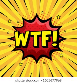 wtf expression sign pop art style vector illustration design