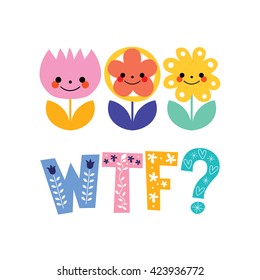 WTF greeting card with decorative lettering text