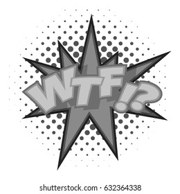 WTF lettering aggressive abbreviation icon in monochrome style isolated on white background vector illustration