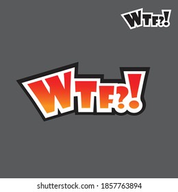 WTF! message style in black outline Sticker set for banner, web, poster, cartoon text. Vector illustration, flat style, clip art