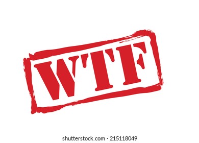 WTF red rubber stamp vector over a white background.