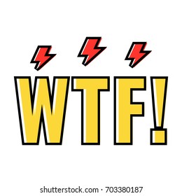 WTF! Vector illustration with icons on white background.