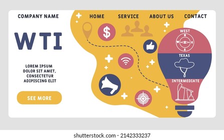 WTI - West Texas Intermediate acronym. business concept background.  vector illustration concept with keywords and icons. lettering illustration with icons for web banner, flyer, landing pag