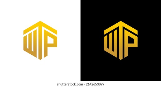 Plantilla de vectores de iconos de monograma del polígono de diseño de logotipo WTP
