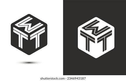 WTT letter logo design with illustrator cube logo, vector logo modern alphabet font overlap style. Premium Business logo icon. White color on black background