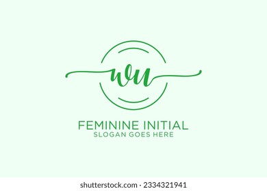 WU beauty monogram and elegant logo design handwriting logo of initial signature, wedding, fashion, floral and botanical with creative template.