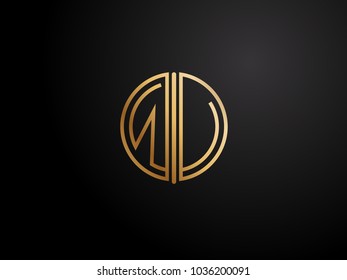 WU circle Shape Letter logo Design in gold color
