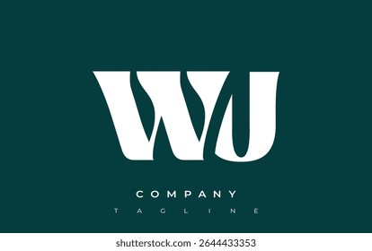 WU Creative Abstract Typography Logo Design. Elegant logo combining bold typography and creative shapes, ideal for branding and identity solutions.