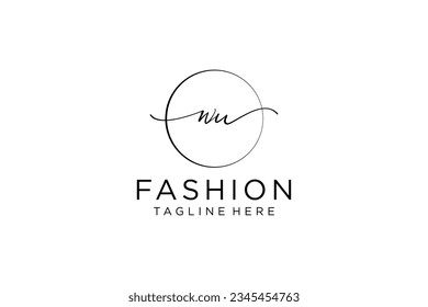 WU Feminine logo beauty monogram and elegant logo design, handwriting logo of initial signature, wedding, fashion, floral and botanical with creative template.