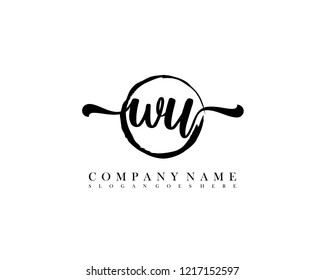 WU initial handwriting logo circle template vector