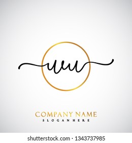 WU Initial Handwriting logo template vector