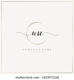 WU Initial Letter handwriting logo hand drawn template vector, logo for beauty, cosmetics, wedding, fashion and business