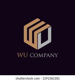 WU initial letter logo vector design