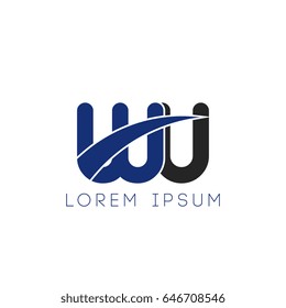 wu initial letter uppercase logo blue and black