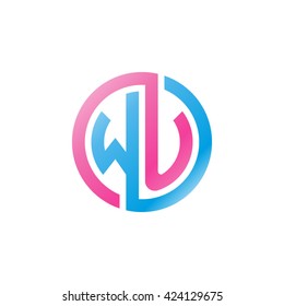 WU initial letters looping linked circle logo pink blue