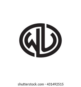 WU initial letters looping linked ellipse monogram logo