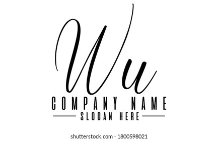 Wu initial logo design, Wu logo letter design template