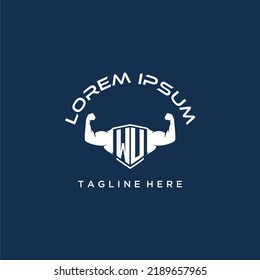 WU initial monogram for fitnes or gym logo with creative style design