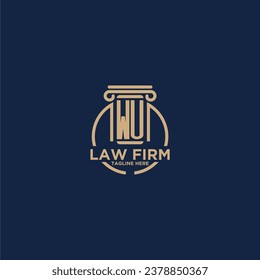 WU initial monogram for law firm with creative circle line