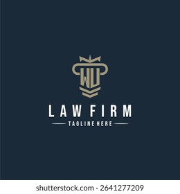 WU initial monogram logo law firm with pillar design