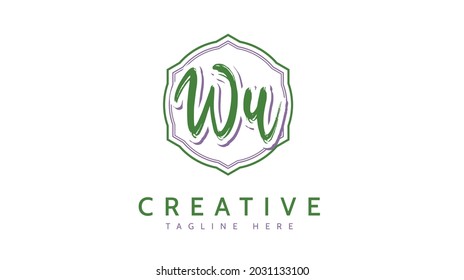 WU Initials, handwriting logo vector