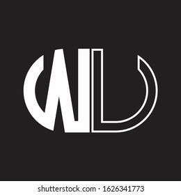 WU Letter logo monogram with oval shape negative space design template