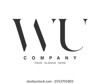 WU logo design. Initial letter w and u serif font style. Creative classic company name typography. Trendy logotype or identity. Vector illustration.