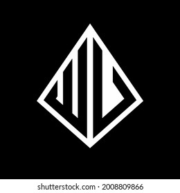 Monograma de las letras del logotipo de la WU con diseño de forma prisma icono vectorial moderno
