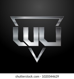 WU Logo, Metal Logo, Silver Logo, Monogram, Polygon