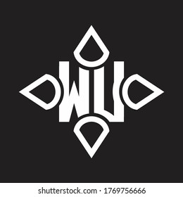 WU Logo monogram with four cone rounded by the shape design template