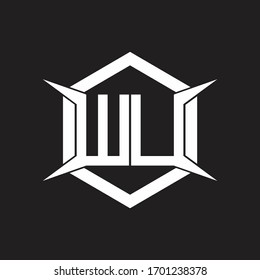 WU-Logo-Monogramm mit Hexagon und vier Tape-Design-Vorlage