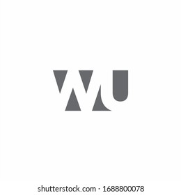 WU Logo monogram with negative space style design template isolated on white background