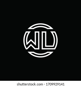WU-Logo-Monogramm mit negativem Platzkreis, abgerundete Design-Vorlage