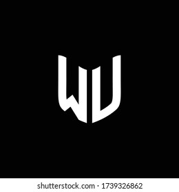 wu logo monogram with shield shape design template