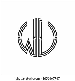 WU Logo monogram triple ribbon style line design template isolated on white background