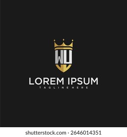 WU luxury letter monogram for crown and shield logo design