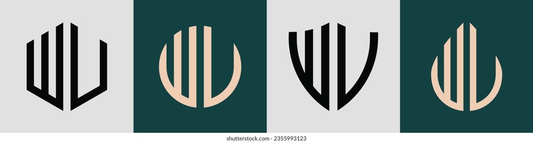 WU modern initial letter logo design vector bundle. It will be suitable for which company or brand name start those initial.
