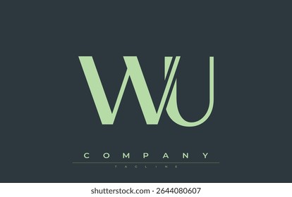 WU Modern Initials Logo Design. Branding logo with stylized initials showcasing bold design and modern aesthetic. Ideal for professional business branding or creative projects focusing on minimalistic