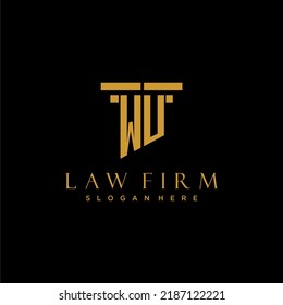 WU monogram initial logo for lawfirm with pillar design